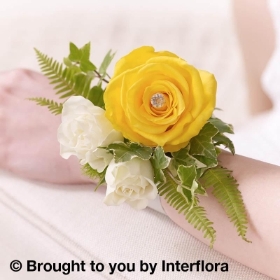 Yellow Rose & Fern Wrist Corsage